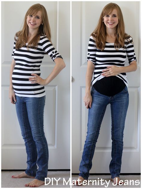 Tutorial on how to make your own aternity jeans via Everyday Reading - so cool. Diy Maternity Clothes, Maternity Sewing Patterns, Jean Diy, Jeans Tutorial, Maternity Sewing, Diy Jeans, Diy Vetement, Outfit Jeans, Pregnancy Outfits