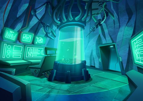 Sci-Fi Lab Anime Lab Background, Sci Fi Laboratory Concept Art, Anime Laboratory, Laboratory Drawing, Lab Reference, Laboratory Cartoon, Scifi Lab, Laboratory Art, Lab Background