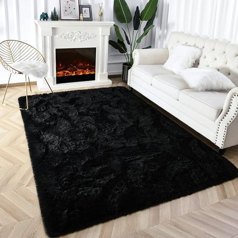 Prabia Black Super Soft Fluffy Shaggy Fuzzy Plush Area Rugs Floor Carpet 4x5.9 The Faux Fur Shaggy Rug Is Made Of Safe Velvet And Non-Slip Rubber Material, Embedded With Comfortable Sponge, The Texture Is As Smooth As Silk. When You Step On The Carpet, Your Feet And Body Will Immediately Fill With A Soft Feeling. Our Plush Rug Have Enough Size And Color To Suit A Variety Of Scenarios, Including Living Room, Bedroom, Dorm Room, Kids Room, Nursery And Apartment, For Your Family And Pets To Create Dorm Rugs, Area Room Rugs, Dorm Living Room, Shaggy Rugs, Dorm Living, Plush Area Rugs, Fluffy Rug, Plush Rug, Floor Carpet