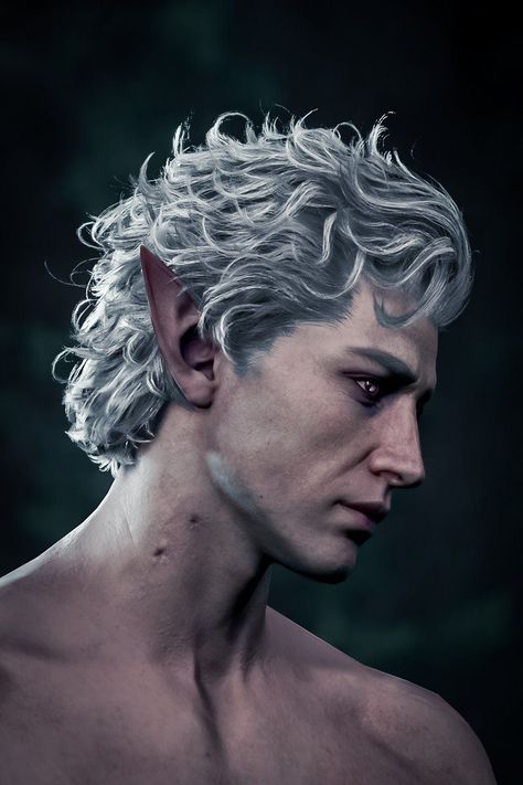 Astarion Hair, Astarion Side Profile, Astarion Drawing, Astarion Tattoo, Pale Elf, Astarion Ancunín, Face Angles, Vampire Boy, Baldurs Gate