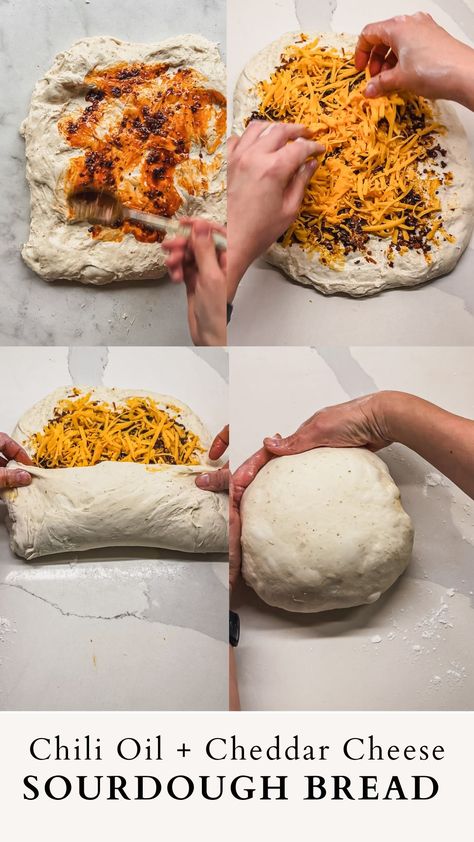 Photos for how to make chili oil and cheddar cheese sourdough bread Sourdough Cheesy Bread, Sourdough Pretzel Bread, Savory Sourdough Bread, Bread Inclusions, Sourdough Bread Flavor Ideas, Recipes With Sourdough Bread, Sourdough Bread Inclusions, Sourdough Bread Ideas, Sourdough Cheese Bread