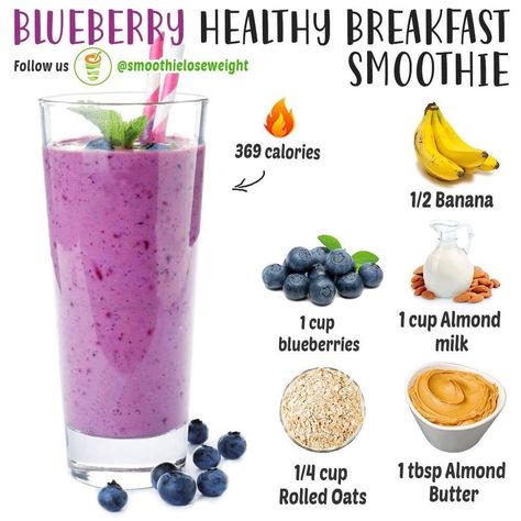 Breakfast Detox Smoothie, Blueberry Smoothie, Oats Breakfast, The Smoothie Diet, Poke Bowl, Breakfast Smoothies, Breakfast Smoothie, Meal Replacement, Detox Smoothie