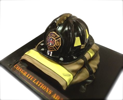 Firefighter Birthday Cakes, Fire Fighter Cake, Fireman Cake, Fire Cake, Fireman Party, Firefighter Birthday, Sculpted Cakes, Cake Shapes, Wedding Cakes With Cupcakes