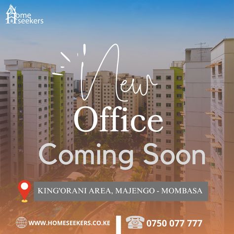 The wait is almost over! Our brand new real estate office in Majengo, Mombasa is coming soon. Stay tuned for more details! Coming Soon Real Estate Post, Coming Soon Real Estate, Coming Soon Stay Tuned, Real Estate Marketing Design, Commercial Office Space, Photoshop Artwork, Real Estate Office, Food Advertising, Banner Ad