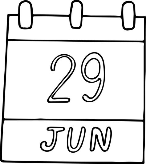 calendar hand drawn in doodle style. June 29. Day, date. icon, sticker element for design. planning, business holiday Date Icon, International Students Day, World Science Day, Penguin Awareness Day, Calendar Doodles, World Refugee Day, World Photography Day, Nuclear Test, Students Day