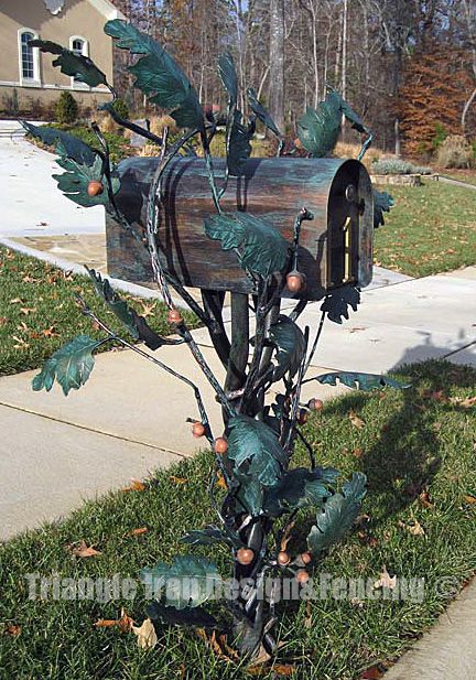 Wrought Iron Mailbox, Triangle Iron, Patio Table Plans, Iron Mailbox, Letter Box Design, Home Mailboxes, Mailbox Makeover, Mailbox Landscaping, Diy Mailbox