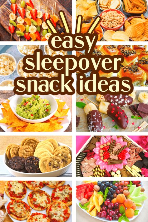 Sleepover Party Snack Ideas, Cute Sleepover Snacks, Snacks For Slumber Party, Slumber Party Dinner Ideas, Foods For Sleepovers, Sleepover Party Snacks, Birthday Sleepover Food Ideas, Pool Party Sleepover Ideas, Kid Sleepover Ideas Activities