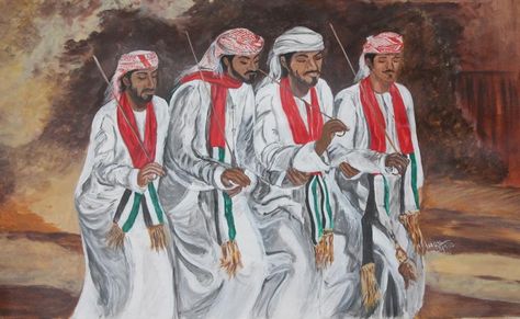 Acrylic painting UAE traditional dance Uae Traditional, Uae Culture, Uae National Day, 20 June, Traditional Dance, Rare Birds, Art Poster Design, Folk Dance, National Day