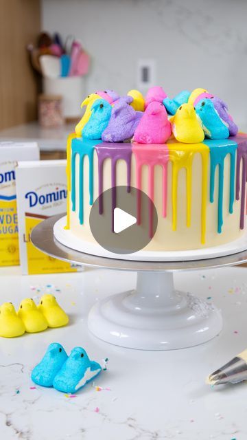 Chelsey White on Instagram: "Easter is just around the corner & you know what that means…IT’S PEEPS SEASON!! 🐥 🐥 🐥

This Peeps-inspired cake is made with checkerboard layers that bake up so tender and delicious thanks to @dominosugar Light Brown Sugar, and the frosting is made with @dominosugar Powdered Sugar to make it silky smooth! The recipe is linked in my bio & stories #Peeps #Cake #DominoSugar #ad #DominoSugarAmbassador" Peeps Cake, Powdered Sugar, Around The Corner, The Recipe, Brown Sugar, Frosting, Light Brown, Meant To Be, Easter