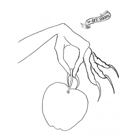 Poisoned Apple Drawing, Poison Apple Painting, Poison Apple Drawing, Outline Silhouettes, Halloween Line Art, Apple Outline, Apple Sketch, Dark Snow, Diy Rhinestone Crafts