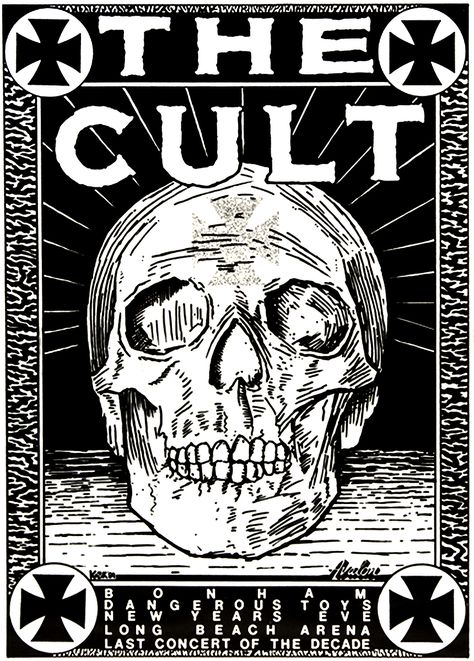 The Cult Poster 31-12-1989 - Billy Duffy Frank Kozik, Music Concert Posters, Punk Poster, Rock Videos, Concert Flyer, Musica Rock, Music Artwork, Rock Concert, Rock Posters