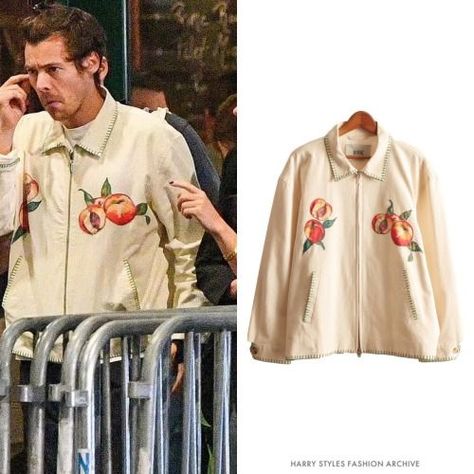 Harry Styles Bode, Harry Styles Jacket, Harry Styles Green, Harry Styles Fashion, Nyc September, Peach Jacket, Fashion Archive, September 23, Styles Fashion