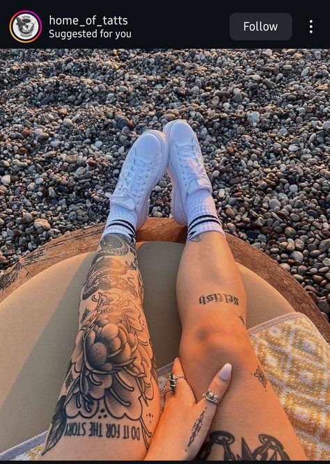 Neck Tattoos Women, Wicked Tattoos, Leg Tattoos Women, Leg Sleeve Tattoo, Cute Tattoos For Women, Time Tattoos, Black Ink Tattoos, Dope Tattoos, Simplistic Tattoos