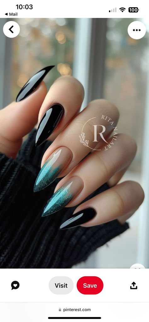 The Crow Nails, Ravens Nails, Raven Nails, Raven Inspired Nails, Nails Peacock, Peacock Inspired Nails, Peacock Nail Designs, Peacock Nails, Gel Nail Polish