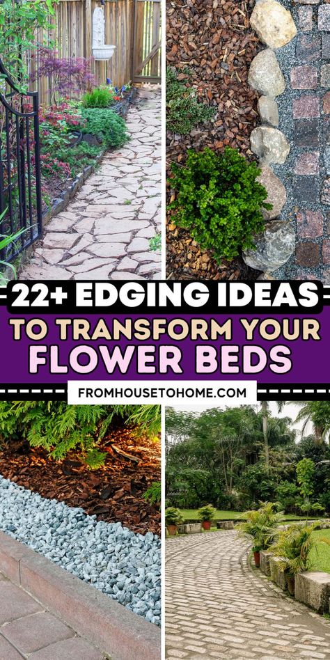 22+ Garden Edging Ideas for Flower Beds | Garden Design Brick Lawn Edging, Ideas For Flower Beds, Garden Edging Stones, Lawn Edging Ideas, Garden Patios, Patio Edging, Brick Garden Edging, Flower Bed Borders, Flower Bed Edging