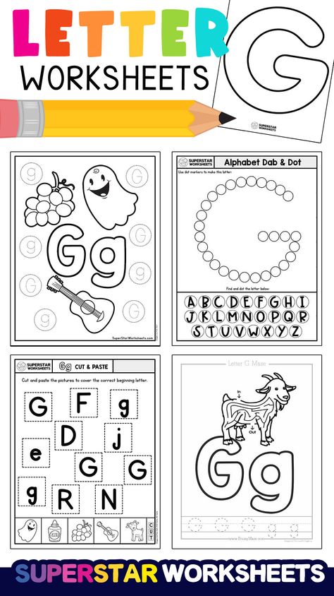 Letter G For Preschoolers, Letter G Activity For Preschoolers, Letter G Worksheets For Preschool, Letter G Activities For Preschool, Letter G Tracing, Letter G Worksheet, Letter G Activities, Tracing Letters Preschool, Letter Tracing Printables