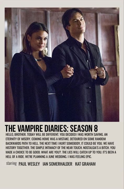 Tvd Season 8, Tvd Season 7, Series Posters, Vampire Diaries Poster, Seasons Posters, Vampire Diaries Seasons, Retro Posters, Polaroid Pictures, Brand Book