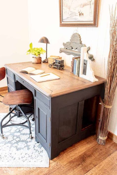 Today, I am sharing an antique desk makeover idea that wasn't supposed to happen this way! Wondering what I am talking about?? Antique Desk Makeover, Refinished Desk, Upcycle Desk, Refurbished Desk, Farmhouse Thrift Store Makeovers, Desk Makeover Diy, Desk Redo, Dresser Diy, Farmhouse Desk