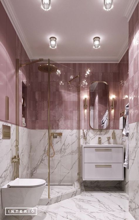 Light Pink Bathroom, Pink Bathroom Decor Ideas, Pink Bathroom Ideas, Bathroom Ideas Pink, Beautiful Bathroom Designs, Bedroom Interior Design Luxury, Washroom Design, Bathroom Design Decor, Bathroom Remodel Shower