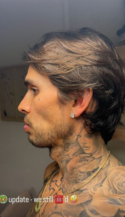 Guys Ear Piercings, Fade Haircut Designs, Dyed Hair Men, Men's Facial Hair, Mens Facial Hair Styles, Mullet Haircut, Neck Tattoo For Guys, Haircut Designs, Men Haircut Styles