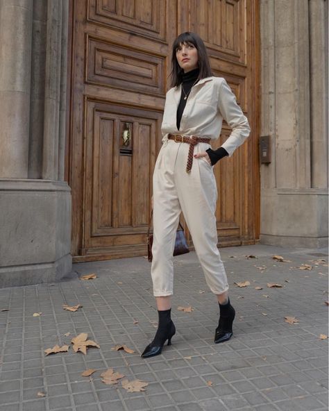 Paz Halabi on Instagram: “This boiler suit was such a good purchase, so many possibilities with it, like this one inspired in my beloved @inspocafe and her great…” Instagram Post Captions, Fall Sewing, Outfit Challenge, Boiler Suit, Miss Dress, Minimal Chic, Fall Style, Fashion Aesthetic, Street Style Outfit