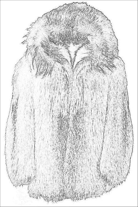 Fur Coat Sketch Fur Coat Sketch, Fur Jacket Drawing, Fur Coat Drawing, Fur Sketch, Coat Sketch, Draw Fur, Coat Drawing, Drawing Fur, How To Draw Fur