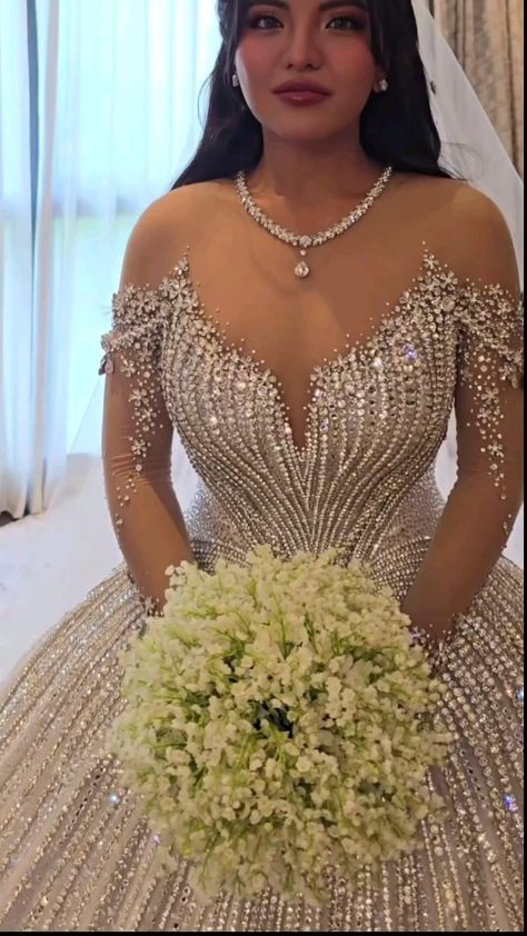 Wedding Dress Crystals, Elegant Wedding Dress Ballgown, Wedding Dress Overskirt, Extravagant Wedding Dresses, Crystal Wedding Dresses, Custom Made Dress, Extravagant Wedding, Dinner Dress Classy