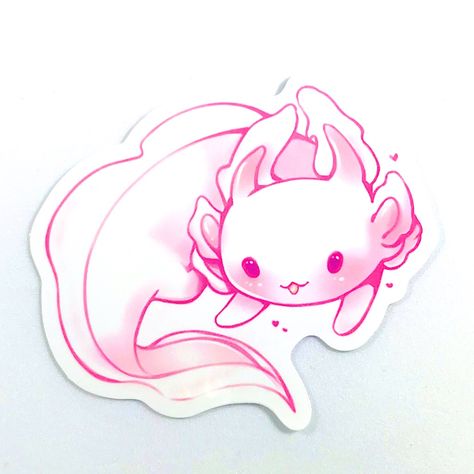 Crazy Cute Insanely Trending Super Kawaii Aesthetics Single Axolotl Sticker! Axolotl Anything Is Rapidly Growing In Popularity Lately Due To Minecraft And So Many Other Media Outlets. One Single Sticker As Shown! An Axolotl Known As Ambystoma Mexicanum, Is A Paedomorphic Salamander That Has Impressive Regeneration Powers And Fantastic Tenacious Resiliency! Look Them Up They Are Amazing! Perfect Addition To Your Sticker Collection Or Decor Must Have! Great For Personalized Custom Hydro Flask Or T Cute Axolotl Drawing, Kawaii Axolotl Drawing, Cute Kawaii Axolotl, Axolotl Bedroom, Axolotl Side View, Axolotl Drawing, Animated Axolotl, Cute Anime Axolotl, Falcon Design