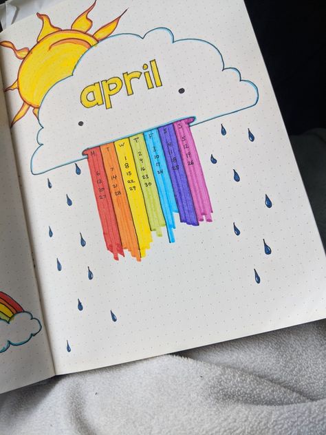 Rainbow Journal Page, Rainbow Bullet Journal, Rainbow Journal, April Bullet Journal, Organization Bullet Journal, Bullet Journal Ideas Templates, Bullet Journal Cover Page, Creating A Bullet Journal, Bullet Journal Cover Ideas