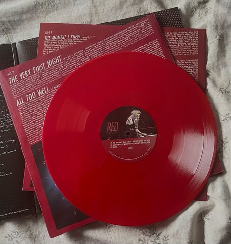 Taylor Swift Red Vinyl Taylor Swift Red Record, Taylor Swift Red All Too Well, Red Taylor Swift Widget, Red Taylors Version Aesthetic, Red Era Aesthetic, Taylor Swift Red Lyrics, Taylor Swift Red Aesthetic, All Too Well Aesthetic, The Very First Night