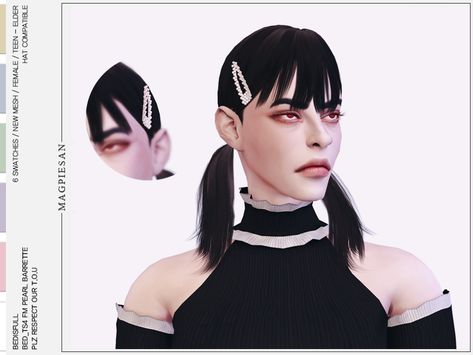 The Sims Resource - Hairpin set Hair With Pins, Sims 4 Controls, Sims Accessories, Cc Accessories, Cc The Sims 4, Casual Sport Outfit, Pearl Barrette, Candy Hair, Eyeliner Tattoo