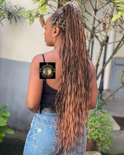 Half-up Half-down Butt-Length Mini Bohemian Box Braids