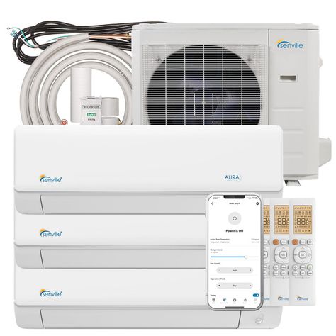 28000 BTU Tri-Zone Mini Split Air Conditioner - Heat Pump - SENA/30HF/T Mini Split Air Conditioner, Mini Split Ac, Ductless Air Conditioner, Split Air Conditioner, Air Conditioner Installation, The Shack, Air Handler, Ductless Mini Split, Heat Pump System