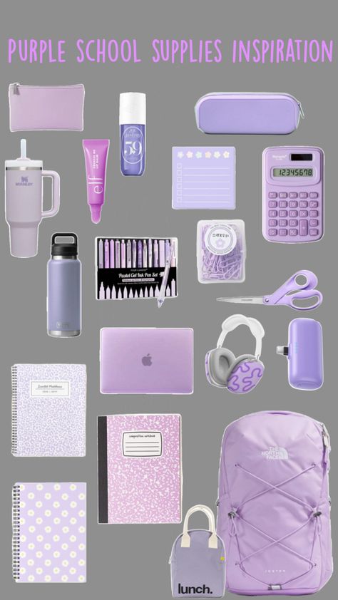 Purple school supplies|purple stationary|purple school supplies inspiration,purple MacBook case ,purple iPad,purple notebook,purple perfumes,lavender school supplies purple Stanley,purple yeti, purple pencil case purple north face backpack,purple AirPod max purple lunch box,purple portable charger purple stationary Purple School Supplies, School Supplies Purple, Purple Stationary, Purple + Core + Aesthetic, Olivia + Core + Aesthetic, College Supplies, Cute Stationary School Supplies, School Bag Essentials, Stationary School