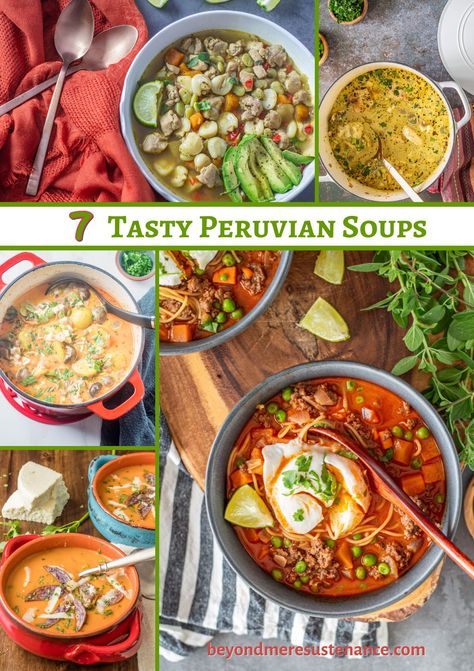 For fans of Peruvian cuisine in the US, these 7 Tasty Peruvian Soups will inspire! With your fresh ingredients, and a few attainable Peruvian ingredients, you can make stellar homemade Peruvian soups that will help get you through "soup weather!" #BeyondMereSustenance #PeruvianSoupRecipes #PeruvianRecipes Calabaza Recipe, Soup Weather, Pollo Recipe, Flexitarian Recipes, Peruvian Cuisine, Recipes Learn, Pumpkin Soup Recipe, Instant Pot Soup Recipes, Peruvian Recipes