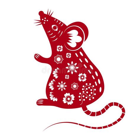 Chinese Mouse in traditional paper cut style. Happy Chinese New Year 2020year of the rat.Vector illustration royalty free illustration Tiger Zodiac, Self Portrait Art, The Year Of The Rabbit, Year Of The Rat, Year Of The Rabbit, Year Of The Tiger, Free Illustration, Happy Chinese New Year, Chinese Zodiac