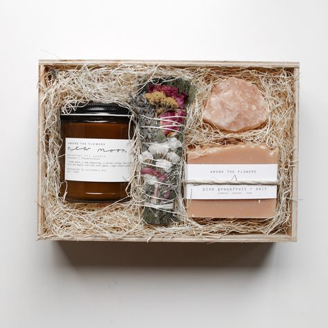 KITS — AMONG THE FLOWERS Intentional Gifts, Wood Gift Box, Gift Boxes With Lids, Handmade Wooden Boxes, Sacred Spaces, Salt Crystal, Space Gift, Sacred Places, Client Gifts