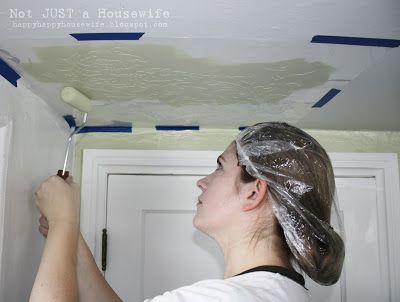 Stenciled Ceiling - Stacy Risenmay Stencilled Ceiling, Stenciled Ceiling, Painted Ceilings, Hallway Ceiling, Bird Stencil, Slanted Ceiling, Ceiling Art, Dining Room Ceiling, Leaf Stencil