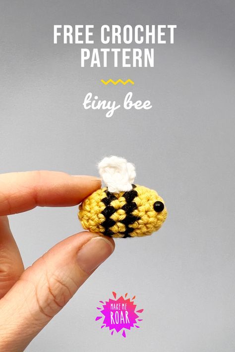 Crochet this cute amigurumi bee with the free pattern from Make Me Roar. Quick and easy crochet project, all you need is some scrap yarn. #crochetbee #amigurumibee #yarn #cute Bee Crochet Pattern, Amigurumi Bee, Bee Crochet, Cute Amigurumi, Scrap Yarn, Crochet Bee, Easy Crochet Projects, Pattern Crochet, Amigurumi Crochet