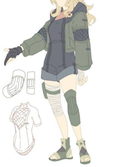 Cute Ninja Outfit, Naruto Character Outfits, Naruto Oc Clothes Ideas, Training Outfit Drawing, Ninja Clothes Naruto, Naruto Clothing Ideas, Naruto Costume Ideas, Anime Ninja Outfits Female, Anime Training Outfit