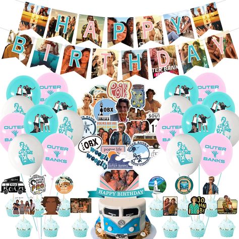 Outer Bank Birthday Party, Outer Banks Cupcakes, Outer Banks Party Decorations, Outer Banks Decoration, Outer Banks Cakes Ideas, Obx Outer Banks Cakes, Outerbanks Birthday Cake, Obx Outer Banks Party Ideas, Outerbanks Themed Birthday Party