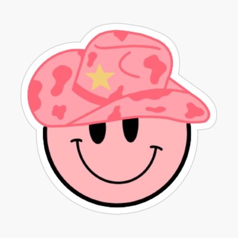 Cowboy Hat Sticker, Orange Stickers, Iphone Wallpaper Preppy, Happy Smiley Face, Preppy Stickers, Homemade Stickers, Phone Wallpaper Boho, Tumblr Stickers, Preppy Wallpaper