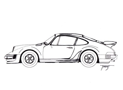 Porche Tattoos, Porsche Tattoo Design, Vintage Car Tattoo Design, How To Draw A Porsche, Porsche Tattoo Ideas, Porsche Drawing Easy, Porsche Drawing Sketch, Porsche Outline, Porsche Cartoon