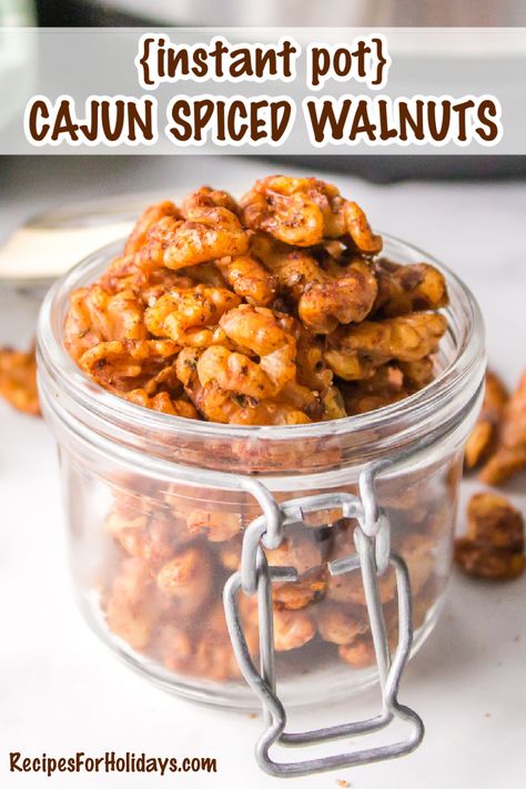 Walnut Snacks, Spiced Walnuts Recipe Savory, Spiced Walnuts Recipe Brown Sugar, Spicy Walnuts Recipe, Spicy Walnuts Roasted, Spicy Nuts Recipe Holidays, Holiday Spiced Nuts Recipe, Spiced Walnuts Recipe, Instant Pot Cajun