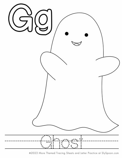 Ghost Crafts Preschool, G Is For Ghost, Letter G Crafts, Letter G Activities, Free Printable Halloween, Ghost Crafts, Preschool Teachers, Halloween Worksheets, Mary And Martha