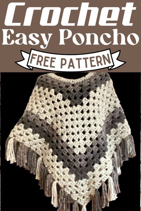 Crochet Poncho Pattern Free Easy, Crochet A Poncho Free Pattern, Boho Crochet Poncho Pattern, Super Bulky Crochet Shawl, Turtleneck Poncho Crochet Pattern, Crochet Easy Poncho, Free Crochet Pattern Poncho, Plus Size Crochet Poncho Pattern, Granny Stitch Poncho Pattern Free