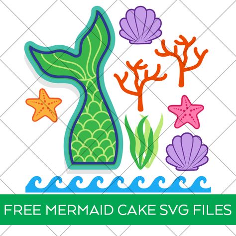 EASY Mermaid Cake Idea with FREE Mermaid Cake Topper & Decorations SVG File for Cricut & Silhouette! Download at Pineapple Paper Co. #mermaid #mermaidbirthday #birthdayideas #birthdaycake #cakedecor #caketopper #cricut Mermaid Cake Topper Printable Free, Mermaid Cake Topper Printable, Diy Mermaid Cake, Mermaid Party Cricut Ideas, Easy Mermaid Cake, Diy Mermaid Cake Topper, Mermaid Birthday Cricut Ideas, Free Mermaid Tails, Free Mermaid Svg Files For Cricut