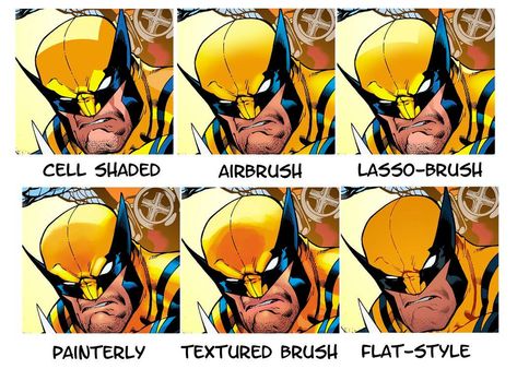 Aspen Comics And Top Cow colorist Jasen Smith has posted this handy image that helps breakdown the different styles of coloring. Now it's been many years s Digital Art Software, Comic Tutorial, Comic Book Art Style, Shading Techniques, Comic Style Art, Comic Book Style, Comic Drawing, Digital Painting Tutorials, Poses References