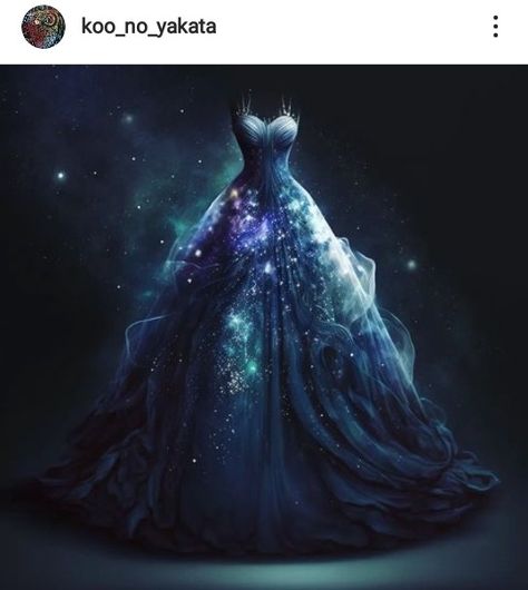 Fantasy Gowns Warriors, Blue Fantasy Dress, Galaxy Wedding, Galaxy Dress, Space Dress, Magic Dress, Fantasy Dresses, Dress Drawing, Fantasy Gowns