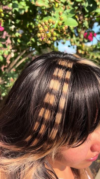 Raccoon Highlights Hair, Bang Dyed Hair, Chunky Highlights Color, Colored Streaks In Hair, Dyed Streaks In Hair, Racoon Hair Stripes, Raccoon Hair Dye, Raccoon Tails Hair, Raccoon Stripes Hair